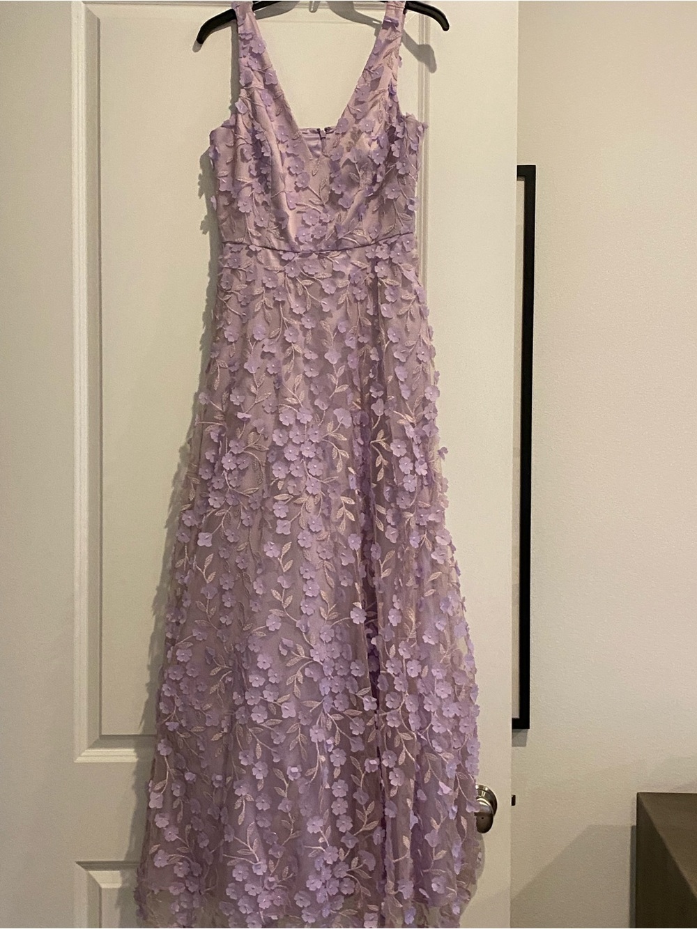 Eliza J Lavender 3D Floral Maxi Dress